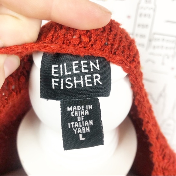 EILEEN FISHER Open Weave Rust Sweater Large - Picture 3 of 5